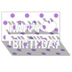 Polka Dots - Lavender Violet on White Happy Birthday 3D Greeting Card (8x4)