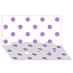 Polka Dots - Lavender Violet on White Twin Heart Bottom 3D Greeting Card (8x4)