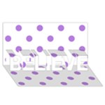Polka Dots - Lavender Violet on White BELIEVE 3D Greeting Card (8x4)