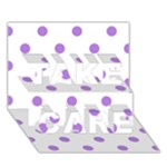 Polka Dots - Lavender Violet on White TAKE CARE 3D Greeting Card (7x5)