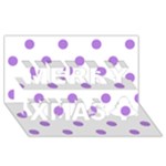 Polka Dots - Lavender Violet on White Merry Xmas 3D Greeting Card (8x4)