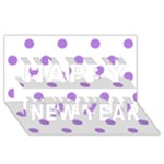 Polka Dots - Lavender Violet on White Happy New Year 3D Greeting Card (8x4)
