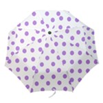 Polka Dots - Lavender Violet on White Folding Umbrella