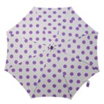 Polka Dots - Lavender Violet on White Hook Handle Umbrella (Medium)