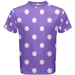 Polka Dots - White on Dark Pastel Purple Men s Cotton Tee