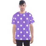 Polka Dots - White on Dark Pastel Purple Men s Sport Mesh Tee