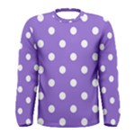 Polka Dots - White on Dark Pastel Purple Men s Long Sleeve T-shirt