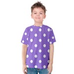 Polka Dots - White on Dark Pastel Purple Kid s Cotton Tee