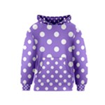 Polka Dots - White on Dark Pastel Purple Kid s Pullover Hoodie