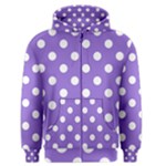 Polka Dots - White on Dark Pastel Purple Men s Zipper Hoodie
