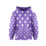 Polka Dots - White on Dark Pastel Purple Kid s Zipper Hoodie