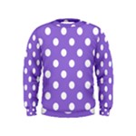 Polka Dots - White on Dark Pastel Purple Kid s Sweatshirt
