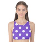 Polka Dots - White on Dark Pastel Purple Tank Bikini Top