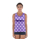 Polka Dots - White on Dark Pastel Purple Women s Sport Tank Top