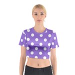 Polka Dots - White on Dark Pastel Purple Cotton Crop Top
