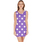 Polka Dots - White on Dark Pastel Purple Bodycon Dress