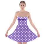 Polka Dots - White on Dark Pastel Purple Strapless Bra Top Dress