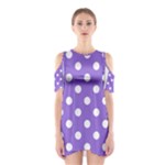 Polka Dots - White on Dark Pastel Purple Women s Cutout Shoulder Dress