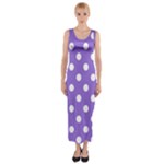 Polka Dots - White on Dark Pastel Purple Fitted Maxi Dress