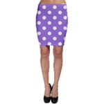 Polka Dots - White on Dark Pastel Purple Bodycon Skirt