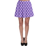 Polka Dots - White on Dark Pastel Purple Skater Skirt