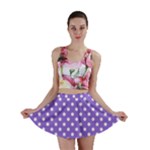 Polka Dots - White on Dark Pastel Purple Mini Skirt