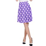 Polka Dots - White on Dark Pastel Purple A-Line Skirt