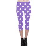 Polka Dots - White on Dark Pastel Purple Capri Leggings