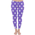 Polka Dots - White on Dark Pastel Purple Winter Leggings
