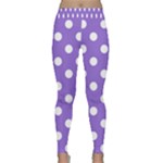 Polka Dots - White on Dark Pastel Purple Yoga Leggings