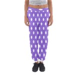 Polka Dots - White on Dark Pastel Purple Women s Jogger Sweatpants