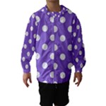 Polka Dots - White on Dark Pastel Purple Hooded Wind Breaker (Kids)