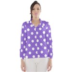 Polka Dots - White on Dark Pastel Purple Wind Breaker (Women)