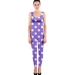 Polka Dots - White on Dark Pastel Purple OnePiece Catsuit