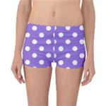Polka Dots - White on Dark Pastel Purple Reversible Boyleg Bikini Bottoms