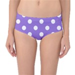 Polka Dots - White on Dark Pastel Purple Mid-Waist Bikini Bottoms
