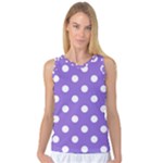 Polka Dots - White on Dark Pastel Purple Women s Basketball Tank Top