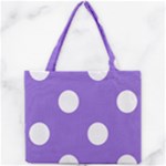 Polka Dots - White on Dark Pastel Purple Mini Tote Bag