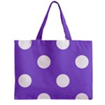 Polka Dots - White on Dark Pastel Purple Zipper Mini Tote Bag