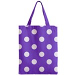 Polka Dots - White on Dark Pastel Purple Zipper Classic Tote Bag