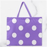 Polka Dots - White on Dark Pastel Purple Zipper Large Tote Bag
