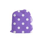 Polka Dots - White on Dark Pastel Purple Drawstring Pouch (M)