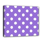 Polka Dots - White on Dark Pastel Purple Deluxe Canvas 24  x 20  (Stretched)