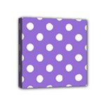 Polka Dots - White on Dark Pastel Purple Mini Canvas 4  x 4  (Stretched)