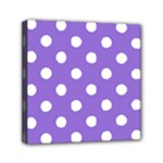 Polka Dots - White on Dark Pastel Purple Mini Canvas 6  x 6  (Stretched)