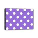 Polka Dots - White on Dark Pastel Purple Mini Canvas 7  x 5  (Stretched)