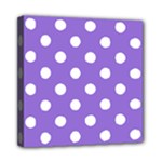 Polka Dots - White on Dark Pastel Purple Mini Canvas 8  x 8  (Stretched)
