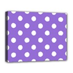 Polka Dots - White on Dark Pastel Purple Canvas 14  x 11  (Stretched)
