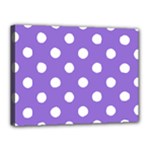 Polka Dots - White on Dark Pastel Purple Canvas 16  x 12  (Stretched)