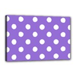 Polka Dots - White on Dark Pastel Purple Canvas 18  x 12  (Stretched)